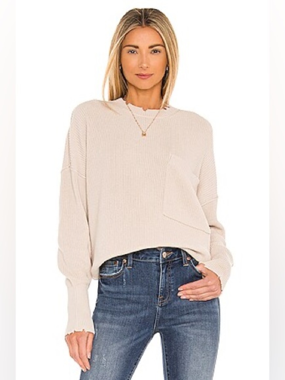 Pistola Darya Oversized Distressed Cotton Sweater Dove S